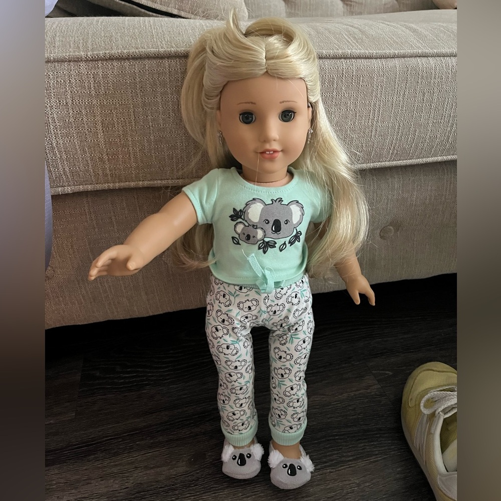 Kira American girl doll with pierced ears and pjs